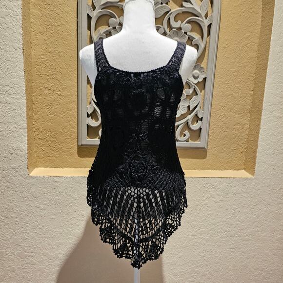 Sacred Trends Y2K Crochet Top S Black Grunge Goth Witchy Romantic Cottagecore - Picture 4 of 10